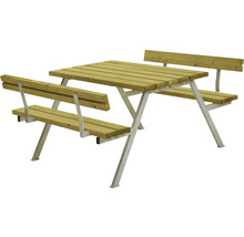 Picknickbord PLUS Alpha 2 ryggstöd trä/stål 118cm tryckimpregnerat-thumb-0