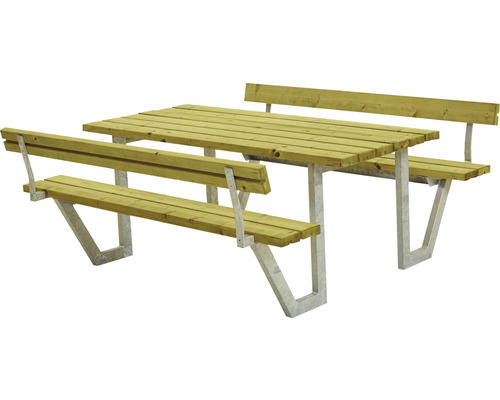 Picknickbord PLUS Wega 2 ryggstöd trä/stål 177cm tryckimpregnerat