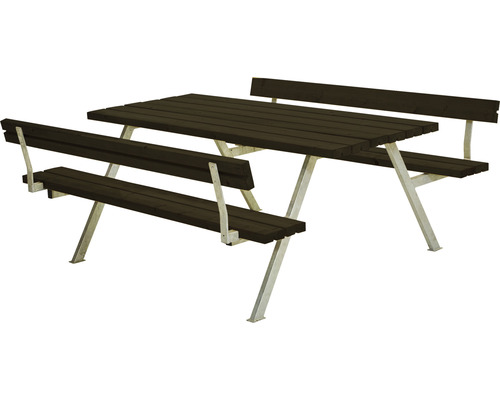 Picknickbord PLUS Alpha 2 ryggstöd trä/stål 177cm svart