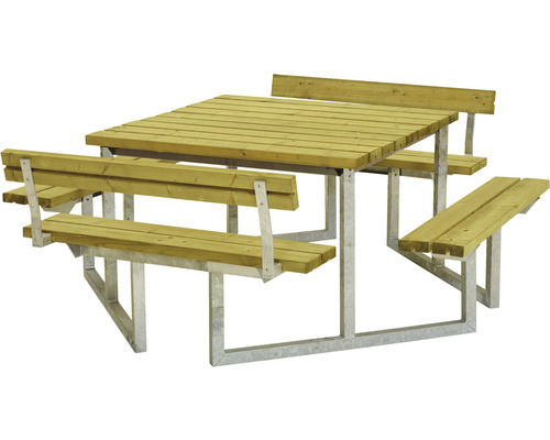 Picknickbord PLUS Twist 2 ryggstöd trä/stål 204cm tryckimpregnerat