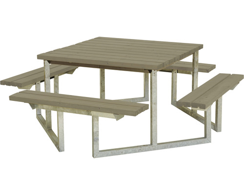 Picknickbord PLUS Twist trä/stål 204cm gråbrun