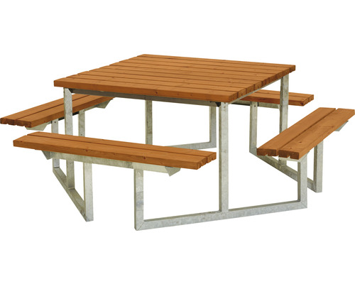 Picknickbord PLUS Twist trä/stål 204cm teakfärgat