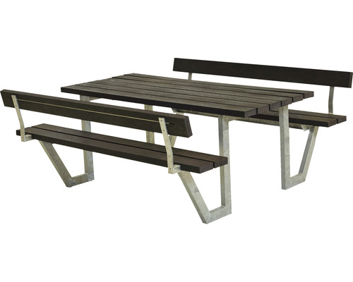 Picknickbord PLUS Wega 2 ryggstöd RePlast/stål 177cm svart
