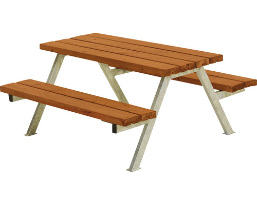 Picknickbord PLUS Alpha trä/stål 118cm teakfärgat