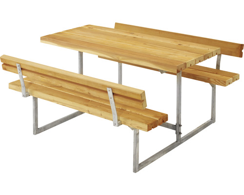 Picknickbord PLUS Basic Junior 2 ryggstöd lärk/stål 110cm