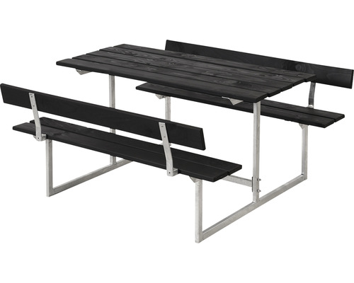 Picknickbord PLUS Basic Junior 2 ryggstöd trä/stål 110cm svart
