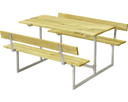 Picknickbord PLUS Basic Junior 2 ryggstöd trä/stål 110cm tryckimpregnerat