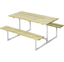 Picknickbord av trä med metallram