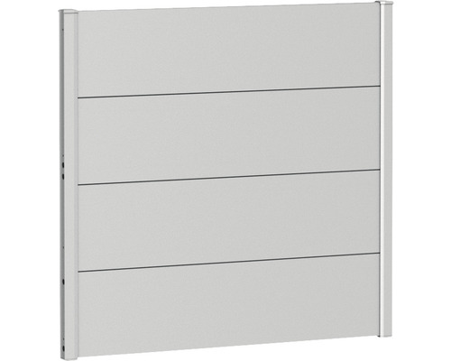 Skärmvägg BIOHORT aluminium 100x90cm silver-metallic Trädgårdsstängselelement med horisontella lameller
