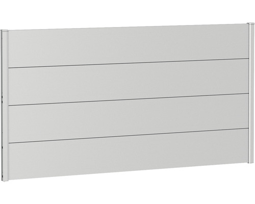 Skärmvägg BIOHORT aluminium 180x90cm silver-metallic Trädgårdsstaket av aluminium med horisontellt panelutseende