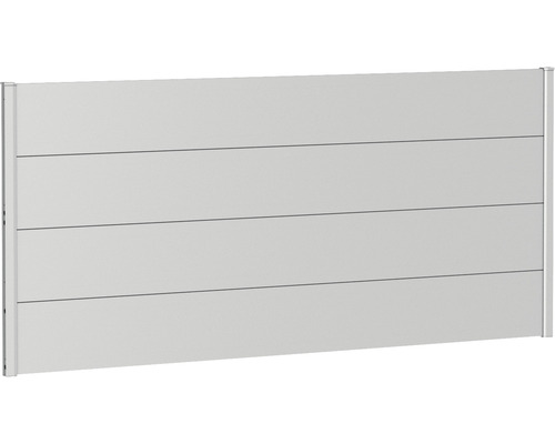 Skärmvägg BIOHORT aluminium 200x90cm silver-metallic Trädgårdsstaket i aluminium med horisontella paneler