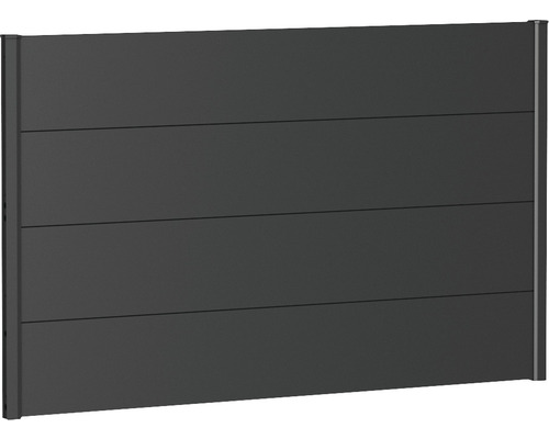 Skärmvägg BIOHORT aluminium 150x90cm mörkgrå-metallic Trädgårdsstaket av aluminium med horisontell paneldesign