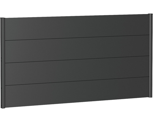 Skärmvägg BIOHORT aluminium 180x90cm mörkgrå-metallic Trädgårdsstaket av metall med horisontella paneler