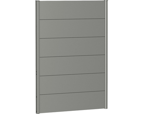 Skärmvägg BIOHORT aluminium 100x135cm kvartsgrå-metallic Siktsskyddselement med horisontella lameller och sidostolpar