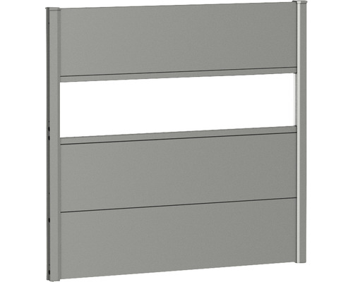 Skärmvägg BIOHORT aluminium med akrylglas 100x90cm kvartsgrå-metallic Grå insynsskydd med aluminiumstolpar