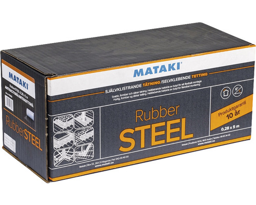 Mataki Rubber Steel tätningsband, 0,28 x 5 meter, produktförpackning