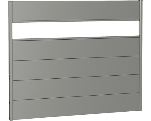 Skärmvägg BIOHORT aluminium med akrylglas 180x135cm kvartsgrå-metallic
