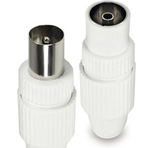 Två vita koaxialkontakter