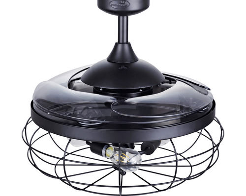 Takfläkt med belysning och trådkorg