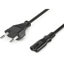 Svart Euro strömkabel med typ C-kontakt och apparatkontakt