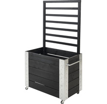 Blomlåda PLUS Cubic med spalje svart 87x50x155cm