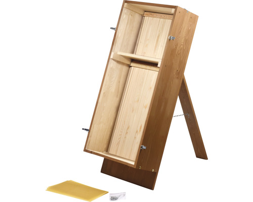 Bivaxsmältare av trä med tillbehör