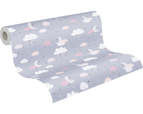 Tapetrulle med moln-, mån- och stjärnmotiv