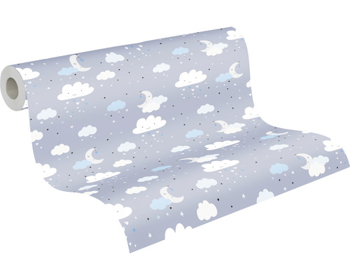 Tapetrulle med moln-, måne- och stjärnmönster