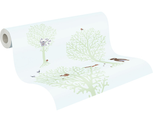 Tapetrulle med träd- och djurmotiv