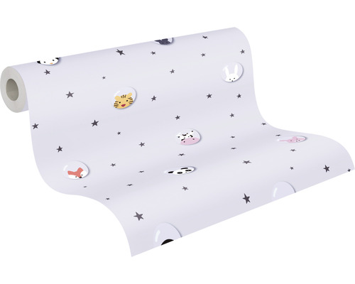 Tapetrulle med djurmotiv och stjärnor för barnrum