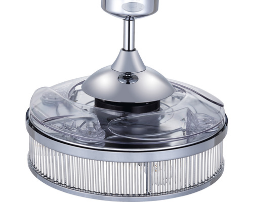 Takfläkt med belysning och transparenta rotorblad