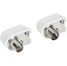 Två antennkontakter i vinkelform för kabelanslutningar