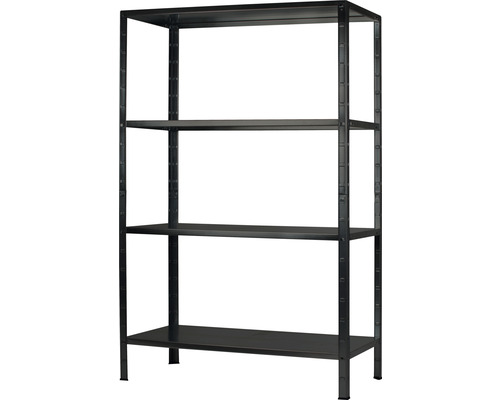 Förvaringshylla SCHULTE REGALWELT 180x60x40cm metall svart 4 hyllplan max. 260kg Svart metallhylla med fyra hyllor