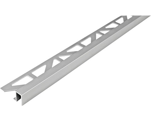Kakellist DURAL Duraplus aluminium silver 100cm 9mm Silverfärgad kakelskenprofil med triangulära utskärningar