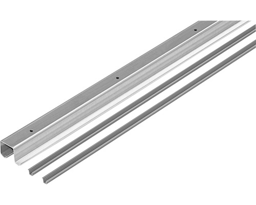 Löp- och styrskena HETTICH TopLine 2 set vit 2000mm Bild på en metallskena med två tätningar