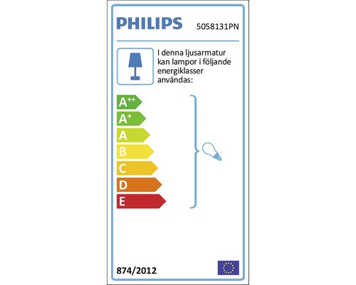 Philips energimärkning för lampor med specifikation av energieffektivitetsklasser