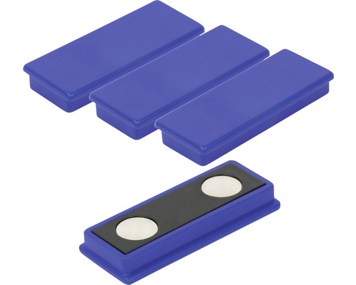 Fyra namnbrickor med magnetfäste