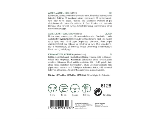 Information om sådd av sommarastrar