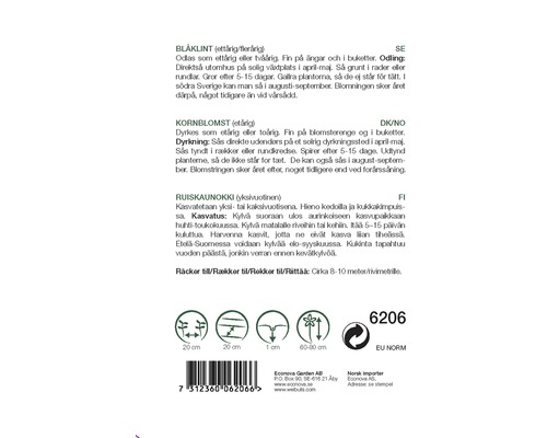 Information om sådd och odling av frön