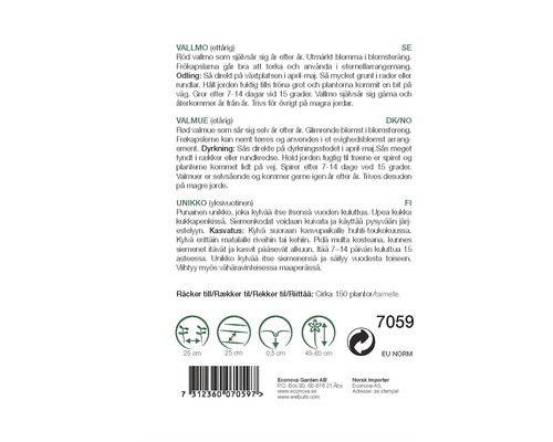 Information om sådd av vallmo