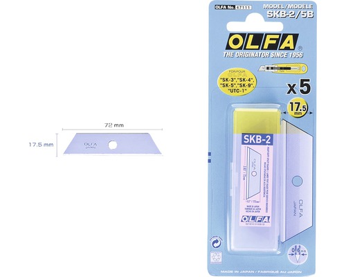 Olfa SKB-2 reservblad, 5 stycken, trapetsform, passar till olika Olfa-modeller