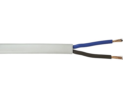 Anslutningskabel SKX (H03 VVH2-F), 2x0,75 mm², vit, 10 m Platt elektrisk kabel med två ledare