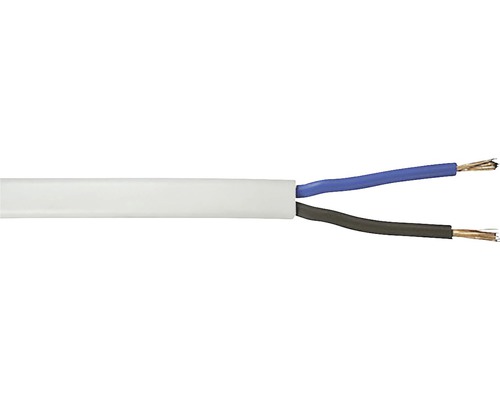 Anslutningskabel SKX H03 VVH2-F 2x0,75 mm² vit 100 m Platt elkabel med två ledare