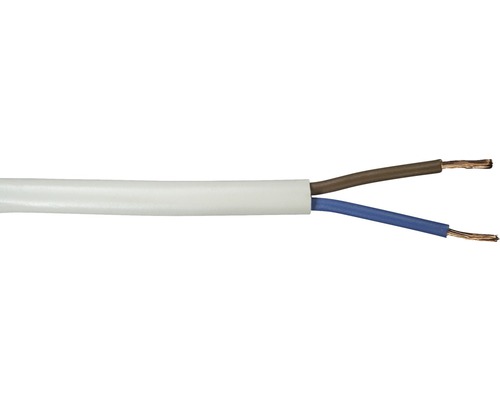 Anslutningskabel SKK (H03 VVF), 2x0,75 mm², vit, 10 m Tvåledad elektrisk ledning