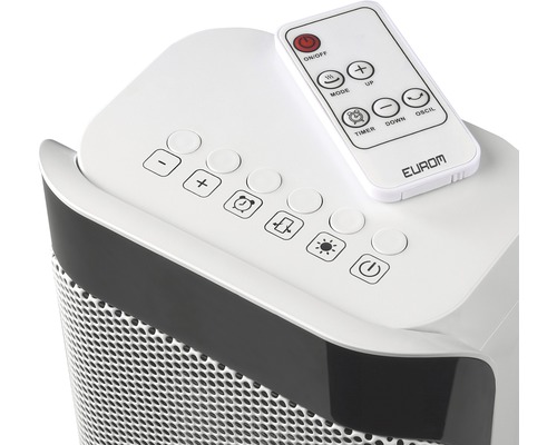 Kontrollpanel och fjärrkontroll till en värmefläkt