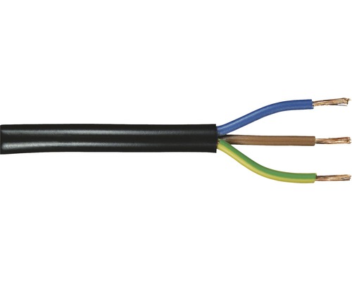 Anslutningskabel SKK (H03 VVF), 3G 0,75 mm², svart, metervara