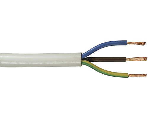 Anslutningskabel RKK (H05 VV-F), 3G 1,0 mm², vit, 20 m-0