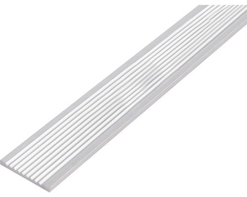 Plattlist ALBERTS aluminium natur räfflad 30x3mm 2m Sockel av plast med räfflad yta