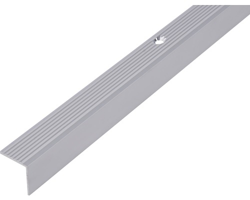 Trappkantsprofil ALBERTS aluminium silver eloxerad 19x19x2mm 1m Trappkantsprofil av aluminium med räfflad struktur och fästhål