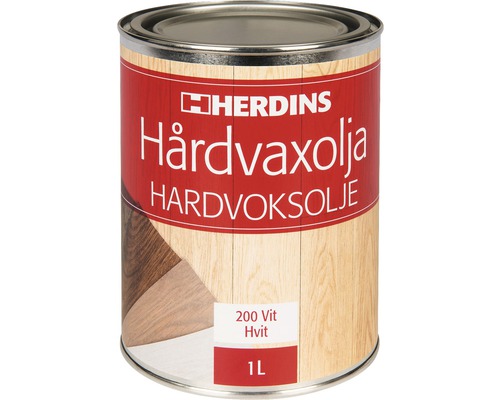 Hårdvaxolja HERDINS pigmenterad vit 1L Herdins Hårdvaxolja, 1 liters burk